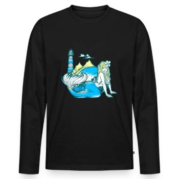 Mermaid mermaid mermaid fairy tale - Men's Premium Organic Long Sleeve Shirt - black - Front - Nico (187cm)