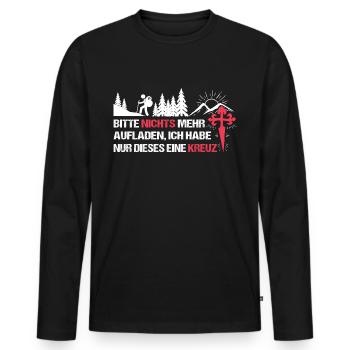 Pilgern Jakobsweg Pilger Jakobskreuz Wanderer - Männer Premium Bio Langarmshirt - Schwarz - Vorne - Nico (187cm)