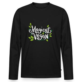 régime alimentaire végétalien Magiques végétaliens végétalien - T-shirt manches longues Premium bio Homme - noir - Devant - Nico (187cm)