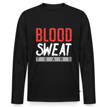 Blood Sweat and Tears - Men's Premium Organic Long Sleeve Shirt - black - Front - Nico (187cm)