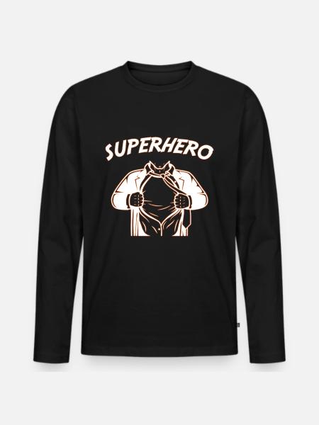 Superhero Kostüm Karneval Superheld - Männer Premium Bio Langarmshirt - Schwarz