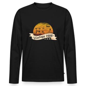 Skieur Remontée mécanique né en 1988 Anniversaire - T-shirt manches longues Premium bio Homme - noir - Devant - Nico (187cm)
