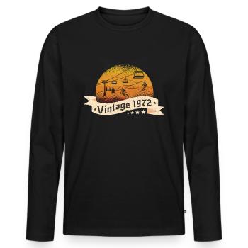 Skieur Remontée mécanique né en 1972 Anniversaire - T-shirt manches longues Premium bio Homme - noir - Devant - Nico (187cm)