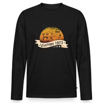 Skieur Remontée mécanique né en 1973 Anniversaire - T-shirt manches longues Premium bio Homme - noir - Devant - Nico (187cm)