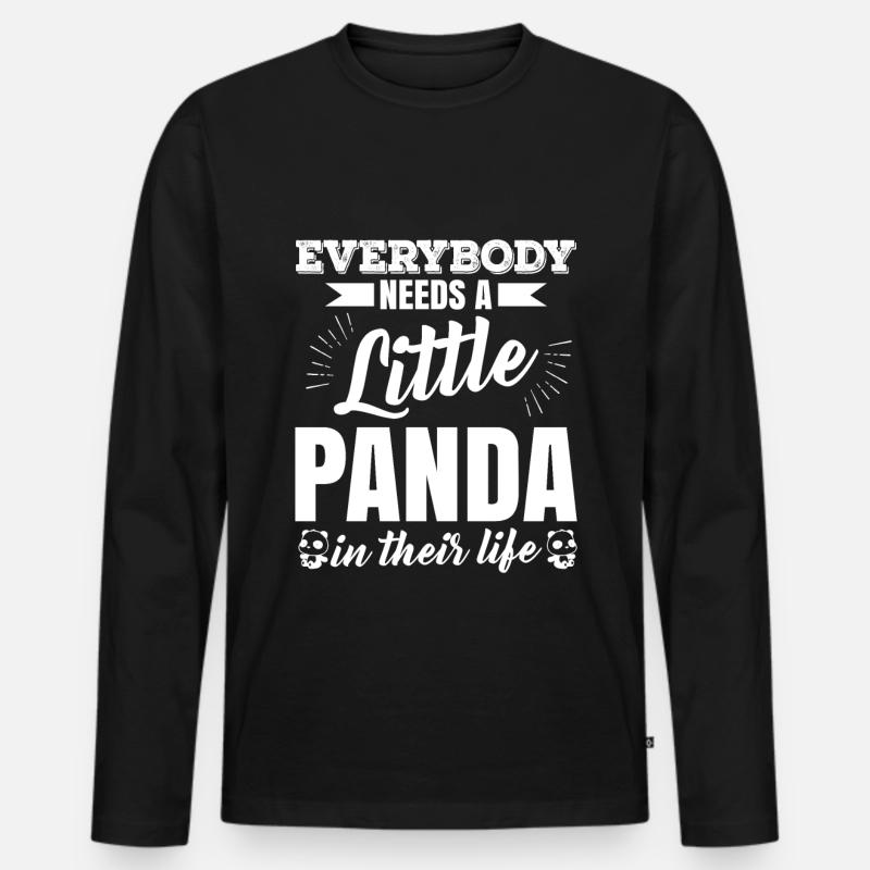 panda - Männer Premium Bio Langarmshirt - Schwarz