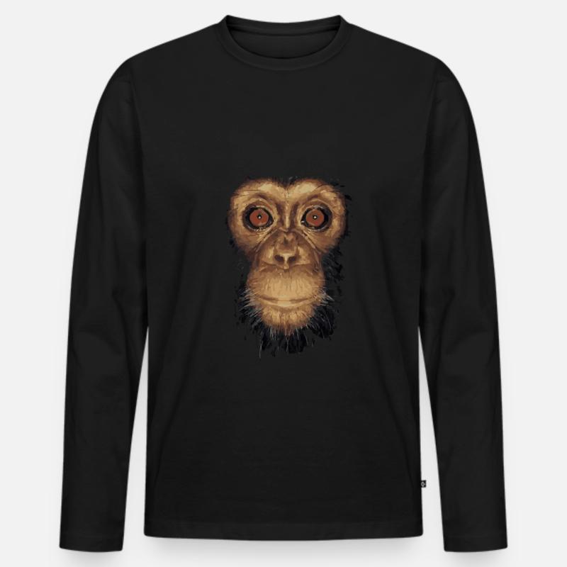 affe Tier - Männer Premium Bio Langarmshirt - Schwarz
