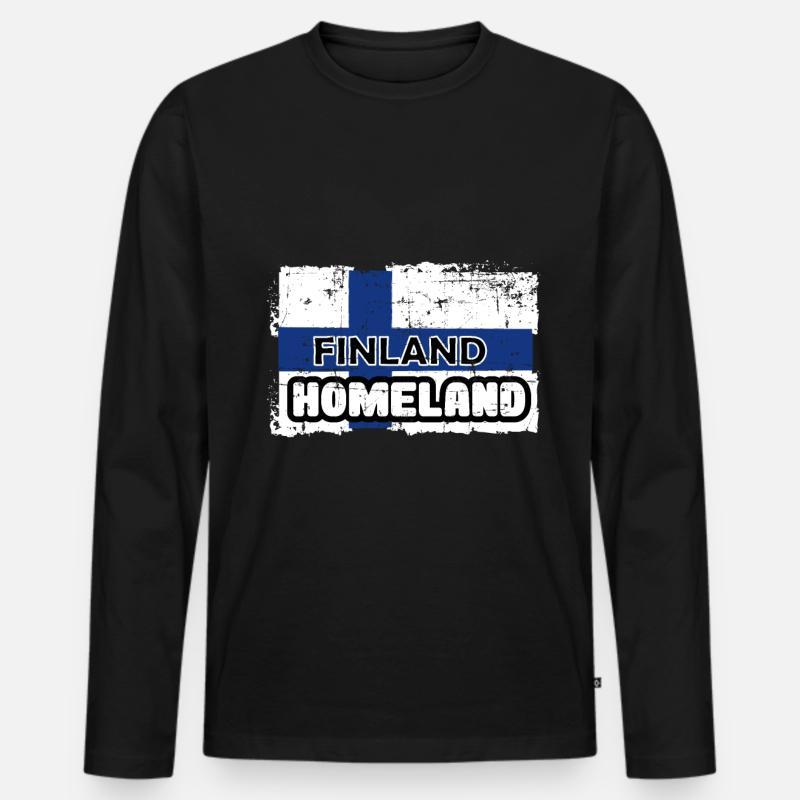 Finland - Männer Premium Bio Langarmshirt - Schwarz