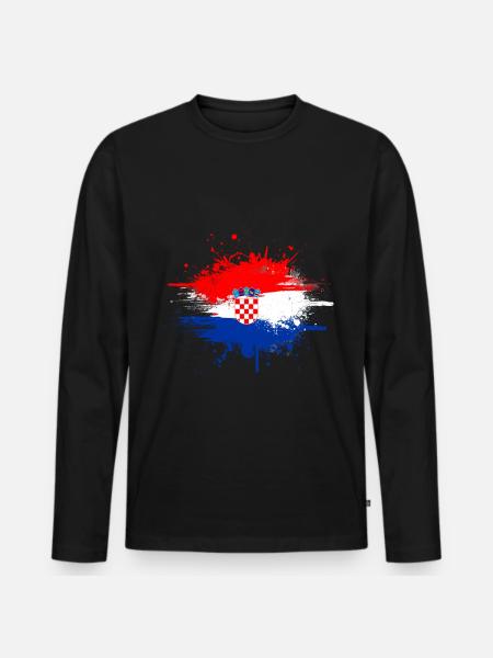 Kroatien - Männer Premium Bio Langarmshirt - Schwarz