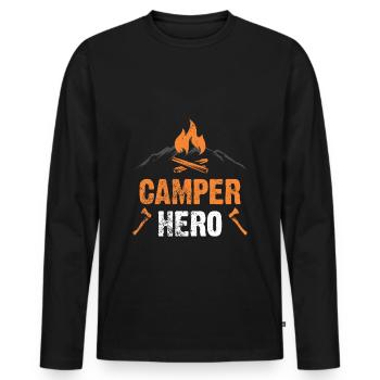 camping - camping - T-shirt manches longues Premium bio Homme - noir - Devant - Nico (187cm)