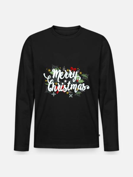 Weihnachten - Männer Premium Bio Langarmshirt - Schwarz