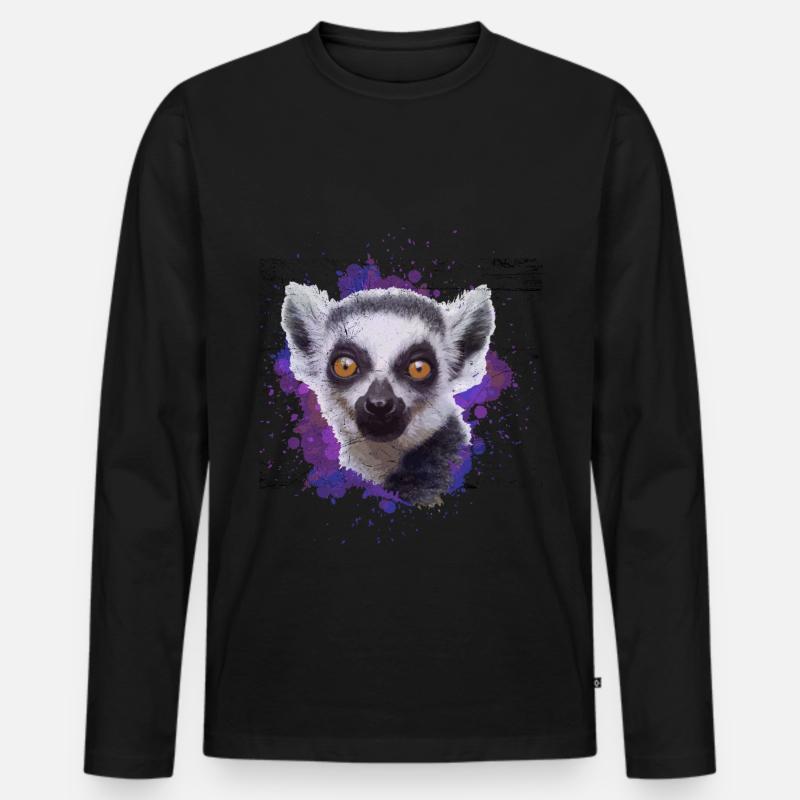 lemur - Männer Premium Bio Langarmshirt - Schwarz