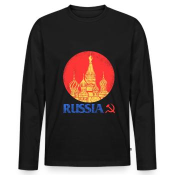 Russie - T-shirt manches longues Premium bio Homme - noir - Devant - Nico (187cm)