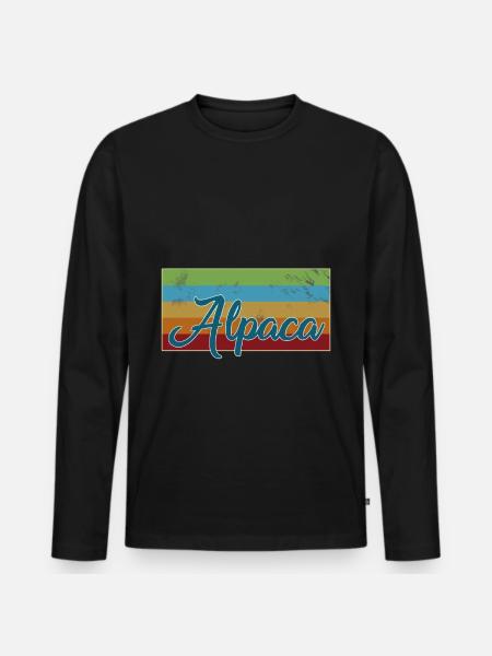 Alpaka - Männer Premium Bio Langarmshirt - Schwarz