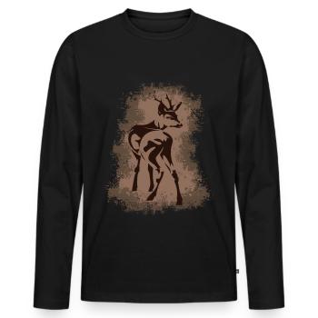 Reh Hirsch - Männer Premium Bio Langarmshirt - Schwarz - Vorne - Nico (187cm)