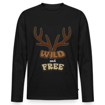 Reh Hirsch - Männer Premium Bio Langarmshirt - Schwarz - Vorne - Nico (187cm)