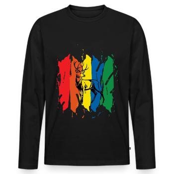 Reh Hirsch - Männer Premium Bio Langarmshirt - Schwarz - Vorne - Nico (187cm)