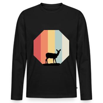 Reh Hirsch - Männer Premium Bio Langarmshirt - Schwarz - Vorne - Nico (187cm)