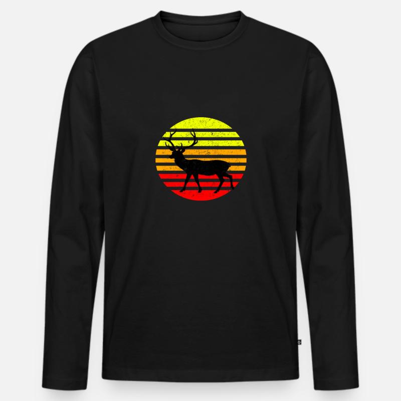 Reh Hirsch - Männer Premium Bio Langarmshirt - Schwarz