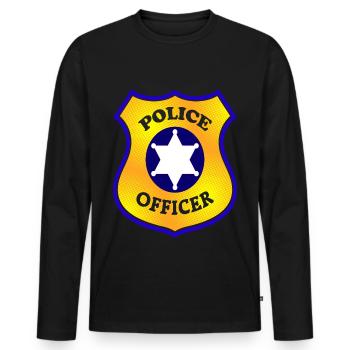 police - T-shirt manches longues Premium bio Homme - noir - Devant - Nico (187cm)