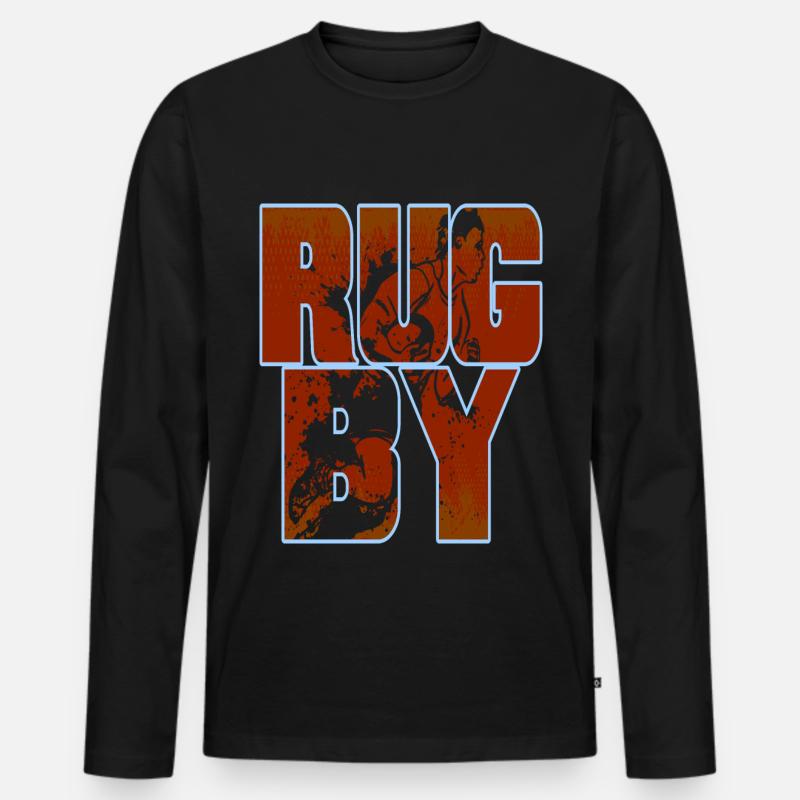 Rugby - Männer Premium Bio Langarmshirt - Schwarz