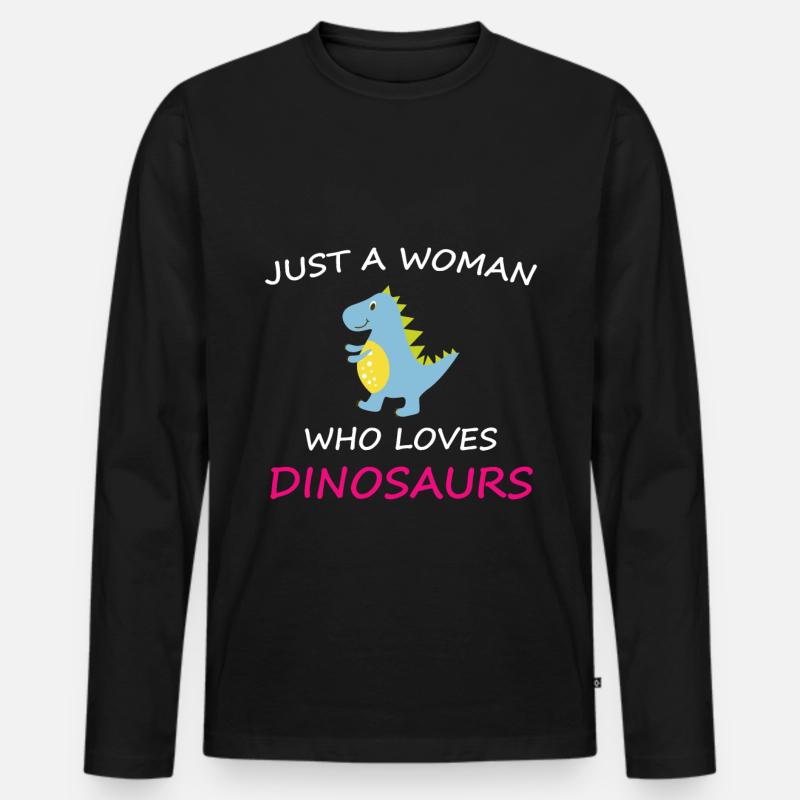 Dino - Männer Premium Bio Langarmshirt - Schwarz