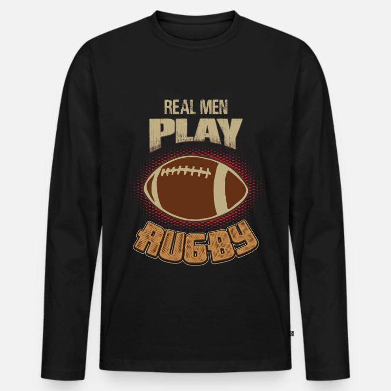 Rugby - Männer Premium Bio Langarmshirt - Schwarz