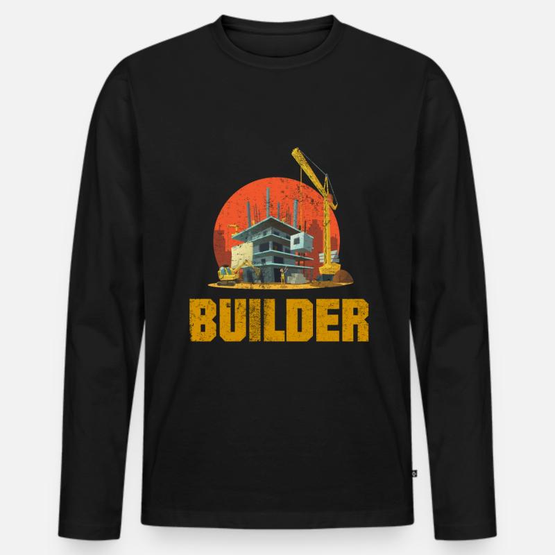 Bauarbeiter - Männer Premium Bio Langarmshirt - Schwarz