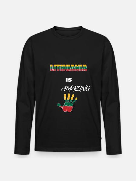 Litauen - Männer Premium Bio Langarmshirt - Schwarz