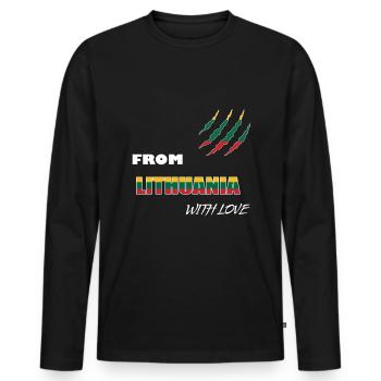 Lithuania Europe - Men's Premium Organic Long Sleeve Shirt - black - Front - Nico (187cm)