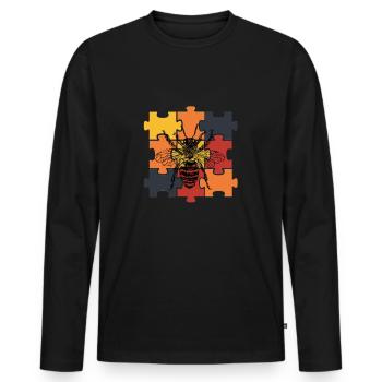 Biene - Männer Premium Bio Langarmshirt - Schwarz - Vorne - Nico (187cm)