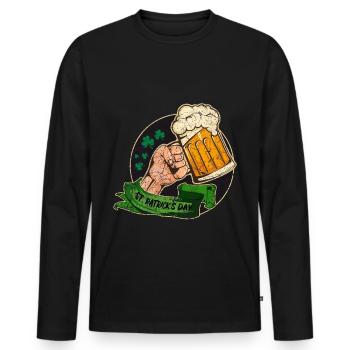St. Patrick's Day - Men's Premium Organic Long Sleeve Shirt - black - Front - Nico (187cm)