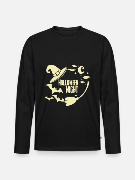 Halloween - Männer Premium Bio Langarmshirt - Schwarz
