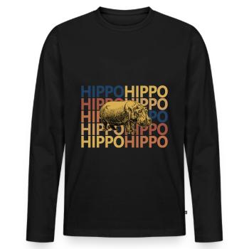 Hippopotamus retro vintage - Men's Premium Organic Long Sleeve Shirt - black - Front - Nico (187cm)