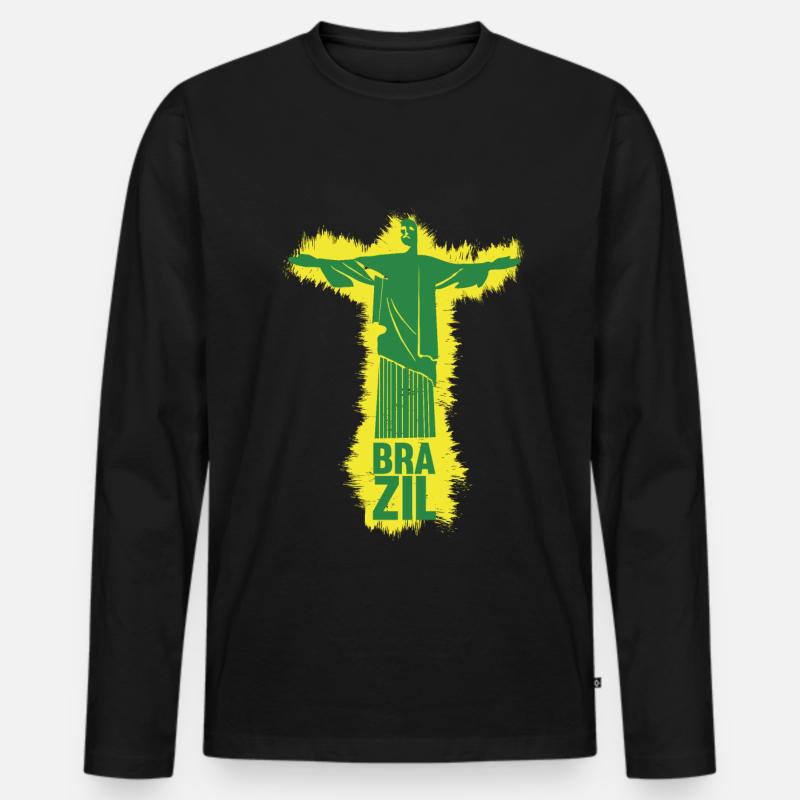 Brasilien - Männer Premium Bio Langarmshirt - Schwarz