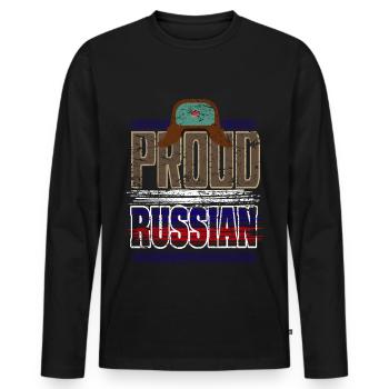 Russie - T-shirt manches longues Premium bio Homme - noir - Devant - Nico (187cm)