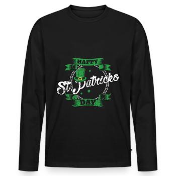 St Patrick’s Day - T-shirt manches longues Premium bio Homme - noir - Devant - Nico (187cm)