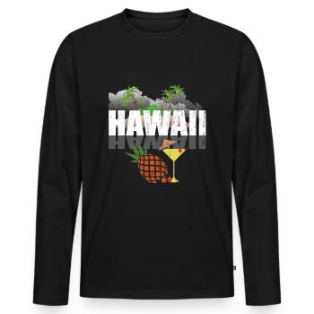 Hawaii - Men's Premium Organic Long Sleeve Shirt - black - Front - Nico (187cm)