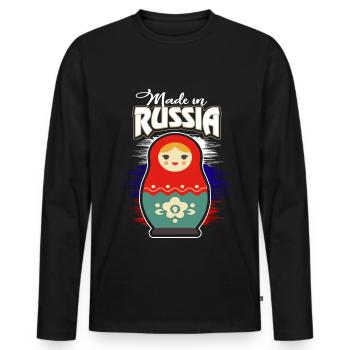 Russie - T-shirt manches longues Premium bio Homme - noir - Devant - Nico (187cm)