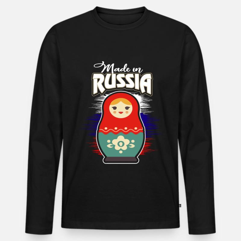 Russland - Männer Premium Bio Langarmshirt - Schwarz