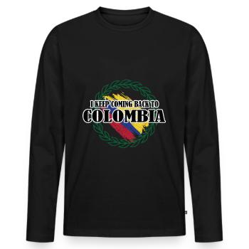 Kolumbien - Männer Premium Bio Langarmshirt - Schwarz - Vorne - Nico (187cm)
