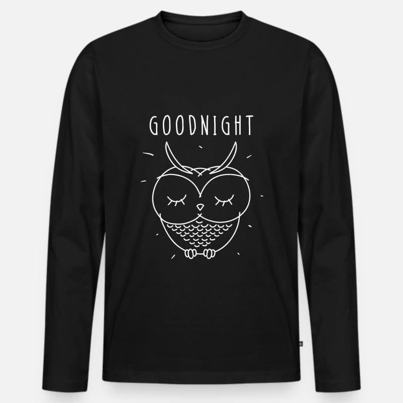 Eule - Männer Premium Bio Langarmshirt - Schwarz