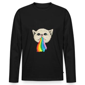Rainbow poop shirt for cat lovers - Men's Premium Organic Long Sleeve Shirt - black - Front - Nico (187cm)