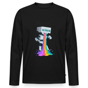 Rainbow poop shirt for robot fan - Men's Premium Organic Long Sleeve Shirt - black - Front - Nico (187cm)