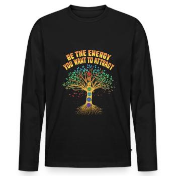 Reiki Energie shirt für Reiki Meister - Männer Premium Bio Langarmshirt - Schwarz - Vorne - Nico (187cm)