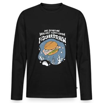 Fischbrötchen Möwe Norddeutsch - Männer Premium Bio Langarmshirt - Schwarz - Vorne - Nico (187cm)