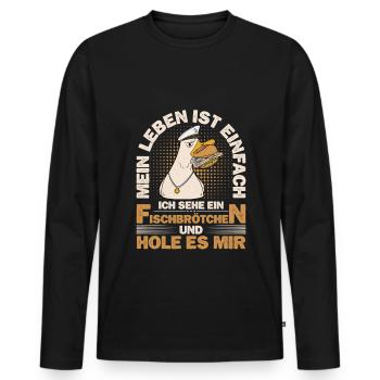 Fischbrötchen Möwe Norddeutsch - Männer Premium Bio Langarmshirt - Schwarz - Vorne - Nico (187cm)