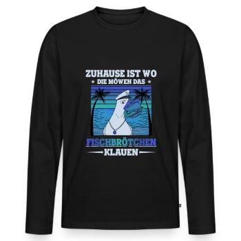 Fischbrötchen Möwe Norddeutsch - Männer Premium Bio Langarmshirt - Schwarz - Vorne - Nico (187cm)
