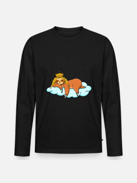 Sleeping sloth with crown - Men's Premium Organic Long Sleeve Shirt - black