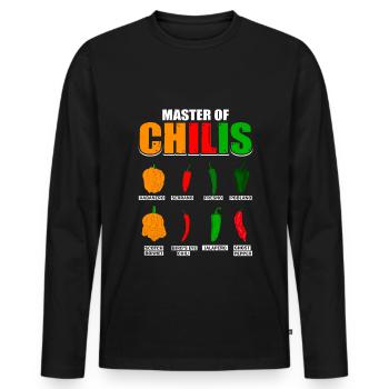 Master of Chilies Habanero Chili Lovers - Men's Premium Organic Long Sleeve Shirt - black - Front - Nico (187cm)