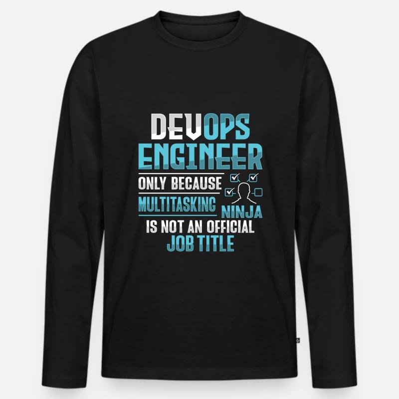 Ingénieur Devops développeur Sys-Admin - T-shirt manches longues Premium bio Homme - noir